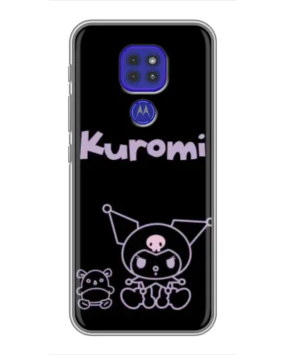 Чехол для Motorola MOTO G9 Play с картинкой «Kuromi — черный минимализм»