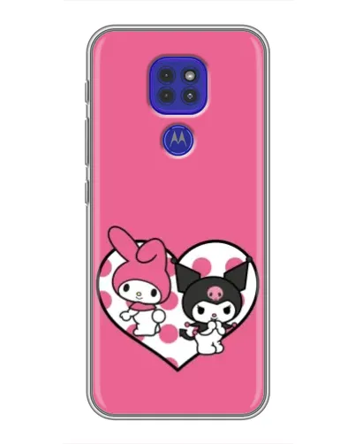 Чехол для Motorola MOTO G9 Play с картинкой «Kuromi и My Melody»