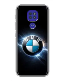 Чехол для Motorola MOTO G9 Play с картинкой «BMW — неоновое сияние»