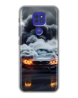 Чехол для Motorola MOTO G9 Play с картинкой «BMW в дыму»