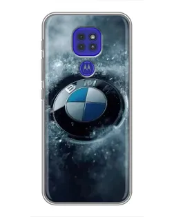 Чехол для Motorola MOTO G9 Play с картинкой «Логотип BMW — лед»