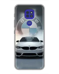Чехол для Motorola MOTO G9 Play с картинкой «BMW в белом дыму»