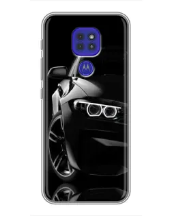 Чехол для Motorola MOTO G9 Play с картинкой «Черная BMW — профиль»
