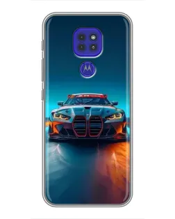 Чехол для Motorola MOTO G9 Play с картинкой «BMW — огни неона»