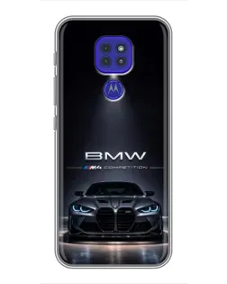 Чехол для Motorola MOTO G9 Play с картинкой «BMW сквозь ночной город»