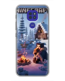 Чехол для Motorola MOTO G9 Play с картинкой «Зимний Minecraft»