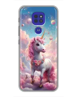 Чехол для Motorola MOTO G9 Play с картинкой «Единорог среди облаков»