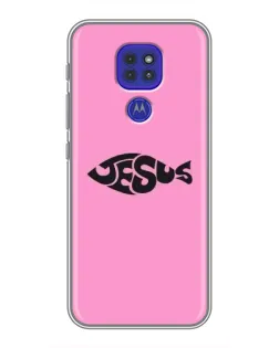 Чехол для Motorola MOTO G9 Play с картинкой «Розовый символ  Jesus»