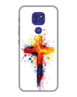 Чехол для Motorola MOTO G9 Play с картинкой «Акварельный крест»