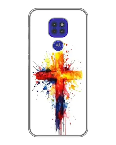 Чехол для Motorola MOTO G9 Play с картинкой «Акварельный крест»