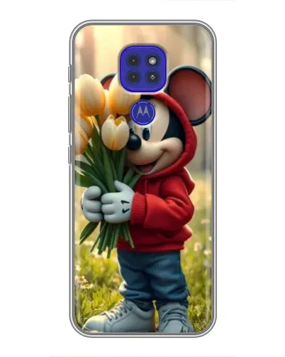 Чехол для Motorola MOTO G9 Play с картинкой «Микки с тюльпанами»