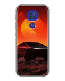 Чехол для Motorola MOTO G9 Play с картинкой «Cybertruck на Марсе»