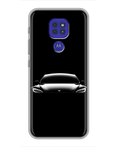 Чехол для Motorola MOTO G9 Play с картинкой «Фары Tesla Night»
