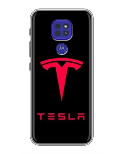 Чехол для Motorola MOTO G9 Play с картинкой «Tesla Red Logo»