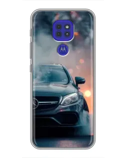 Чехол для Motorola MOTO G9 Play с картинкой «Mercedes — ночной город»