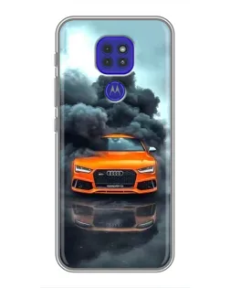 Чехол для Motorola MOTO G9 Play с картинкой «Audi в облаках дыма»