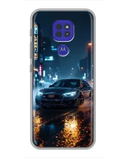Чехол для Motorola MOTO G9 Play с картинкой «Ночной город и Audi»