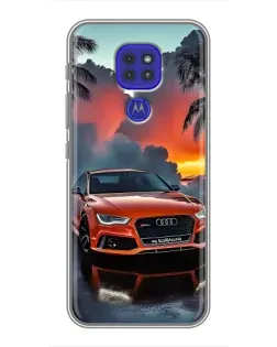 Чехол для Motorola MOTO G9 Play с картинкой «Audi — закат»