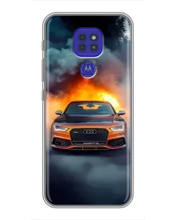 Чехол для Motorola MOTO G9 Play с картинкой «Audi в огненном дыму»