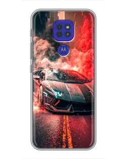 Чехол для Motorola MOTO G9 Play с картинкой «Lamborghini красный дым»