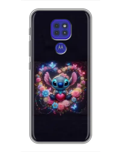 Чехол для Motorola MOTO G9 Play с картинкой «Stitch в цветах»