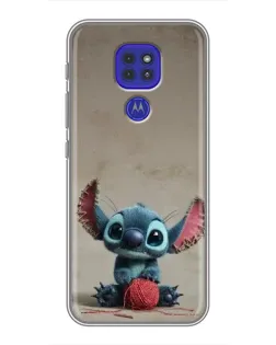 Чехол для Motorola MOTO G9 Play с картинкой «Стич на коричневом фоне»