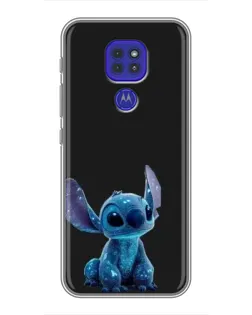 Чехол для Motorola MOTO G9 Play с картинкой «Стич на черном»