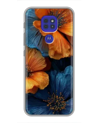 Чехол для Motorola MOTO G9 Play с картинкой «Яркая сине-оранжевая флора» Чехол для Motorola MOTO G9 Play с картинкой «Яркая сине-оранжевая флора»