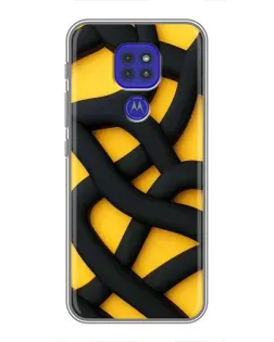 Чехол для Motorola MOTO G9 Play с картинкой «Черное желтое переплетение»