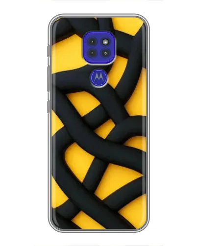 Чехол для Motorola MOTO G9 Play с картинкой «Черное желтое переплетение»