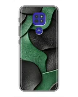 Чехол для Motorola MOTO G9 Play с картинкой «Зеленые кожаные волны»