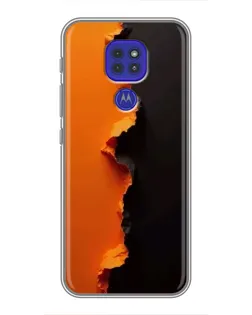 Чехол для Motorola MOTO G9 Play с картинкой «Оранжевый разлом»