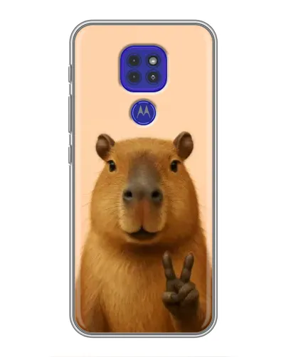 Чехол для Motorola MOTO G9 Play с картинкой «Капибара виктория»