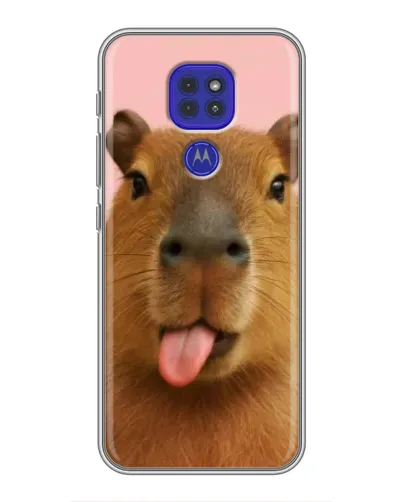 Чехол для Motorola MOTO G9 Play с картинкой «Капибара с языком»