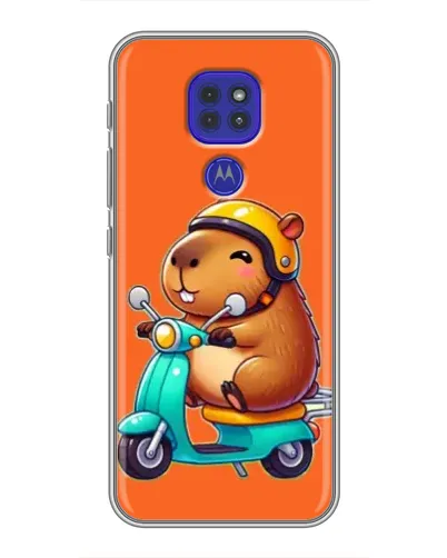 Чехол для Motorola MOTO G9 Play с картинкой «Капибара на скутере»