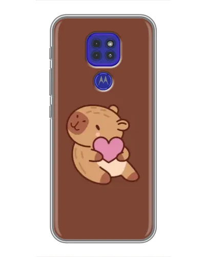 Чехол для Motorola MOTO G9 Play с картинкой «Капибара с сердцем»