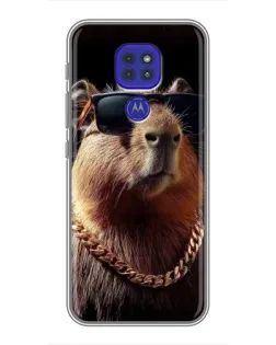 Чехол для Motorola MOTO G9 Play с картинкой «Капибара золотая цепь»