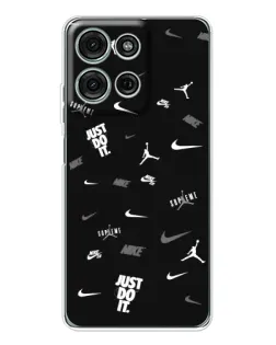Чехол для Motorola Moto G96 5G с картинкой «Nike Black Pattern»