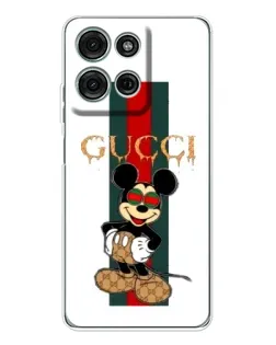 Чехол для Motorola Moto G96 5G с картинкой «Микки Маус Gucci — полосы»