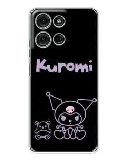 Чехол для Motorola Moto G96 5G с картинкой «Kuromi — черный минимализм»
