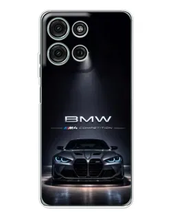 Чехол для Motorola Moto G96 5G с картинкой «BMW сквозь ночной город» Чехол для Motorola Moto G96 5G с картинкой «BMW сквозь ночной город»