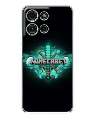 Чехол для Motorola Moto G96 5G с картинкой «Minecraft Diamond лого»