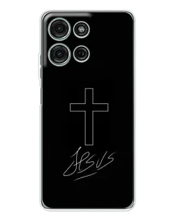 Чехол для Motorola Moto G96 5G с картинкой «Графический крест Jesus»