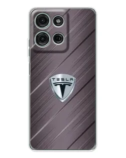 Чехол для Motorola Moto G96 5G с картинкой «Металлическая текстура Tesla»