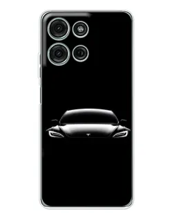 Чехол для Motorola Moto G96 5G с картинкой «Фары Tesla Night»