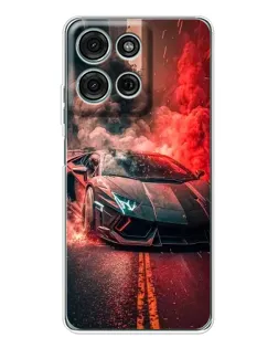 Чехол для Motorola Moto G96 5G с картинкой «Lamborghini красный дым»