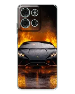 Чехол для Motorola Moto G96 5G с картинкой «Lamborghini в огне»