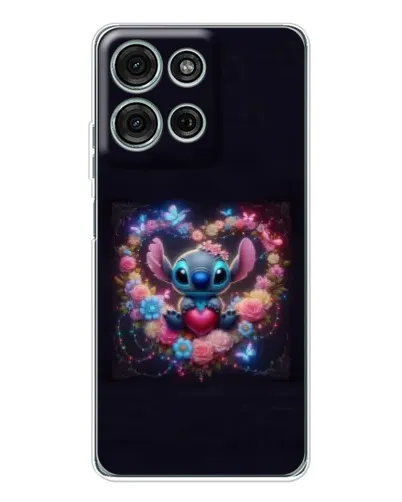Чехол для Motorola Moto G96 5G с картинкой «Stitch в цветах»