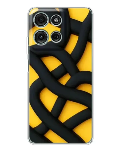 Чехол для Motorola Moto G96 5G с картинкой «Черное желтое переплетение» Чехол для Motorola Moto G96 5G с картинкой «Черное желтое переплетение»