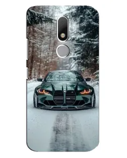Чехол для Motorola Moto M с картинкой «BMW в зимнем лесу»
